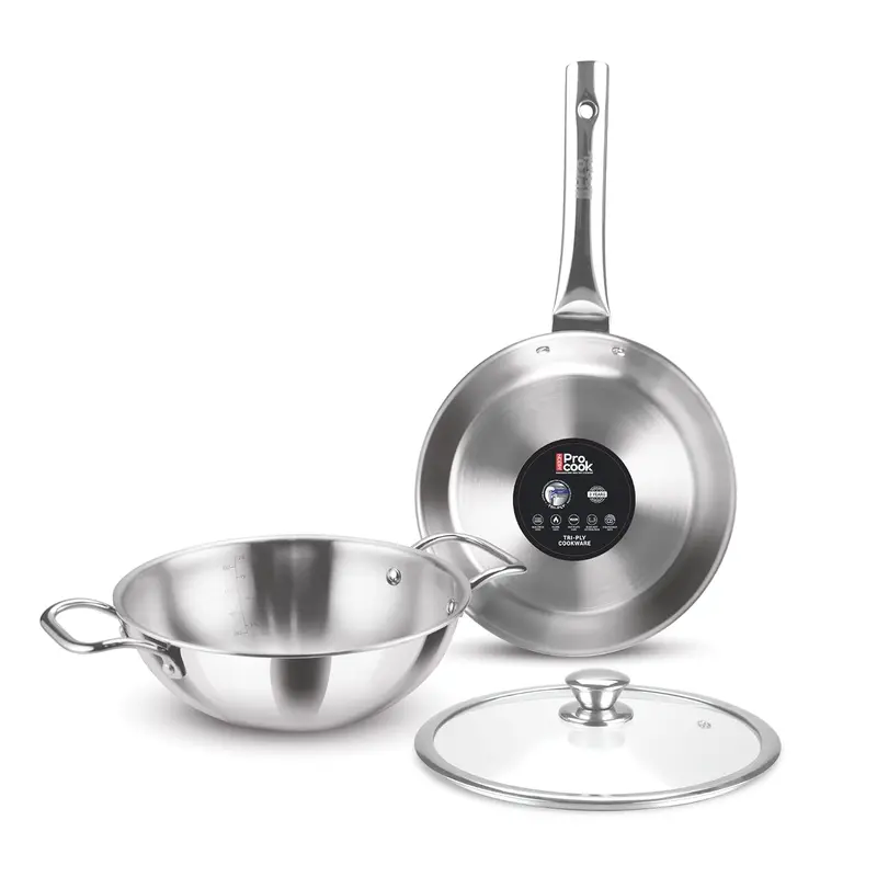 Triply Stainless Steel 3 Pcs Induction Cookware Set (Milton Procook)
