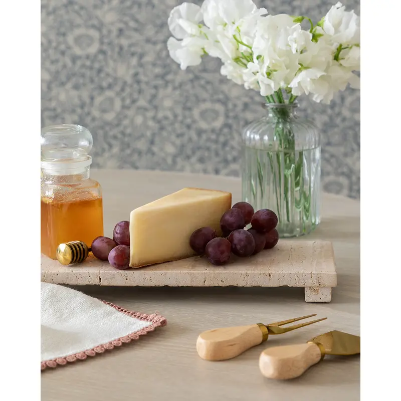 Beige Travertine Footed Serving Board