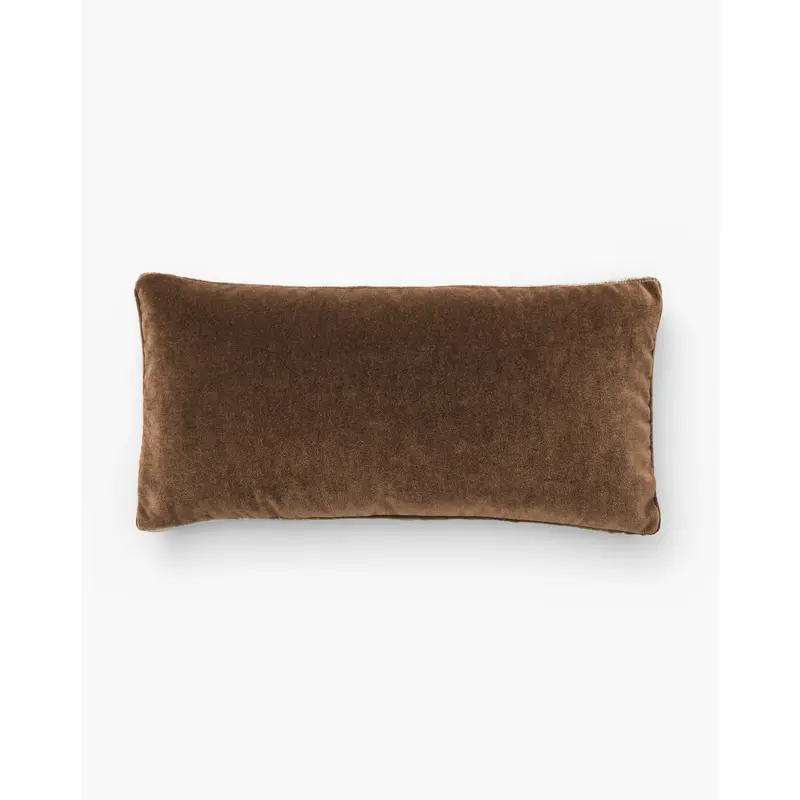 Brown Mohair Pillow with Velvet Stripe