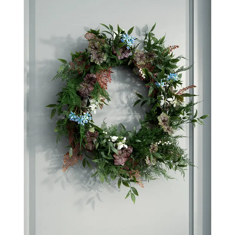 Faux Fern & Begonia Wreath