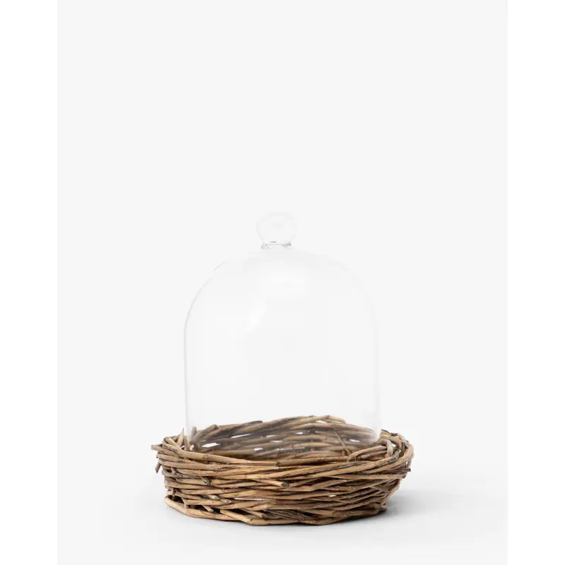 Glass Cloche with Woven Base