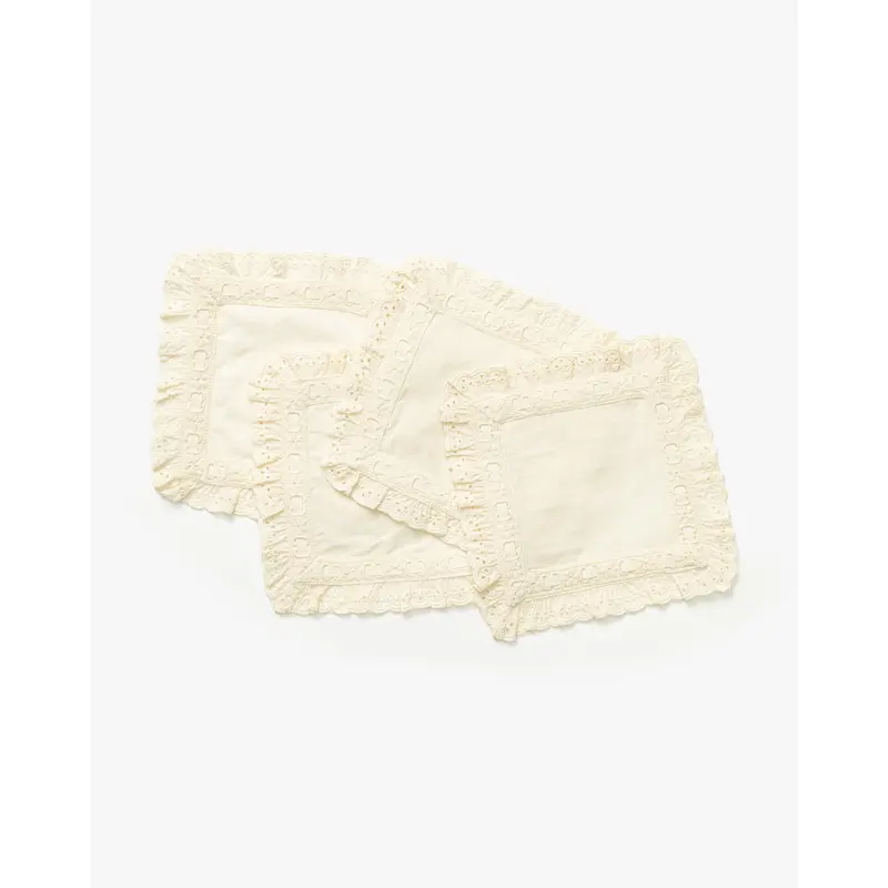 Lace Trim Cocktail Napkins (Set of 4)