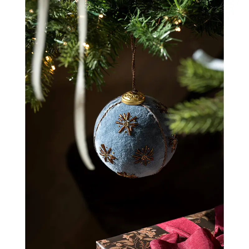 4" Embroidered Velvet Baubles (Set of 3)