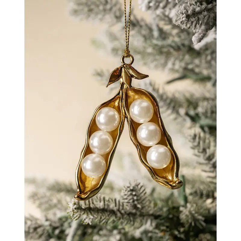 Faux Pearl Pea Pod Ornament