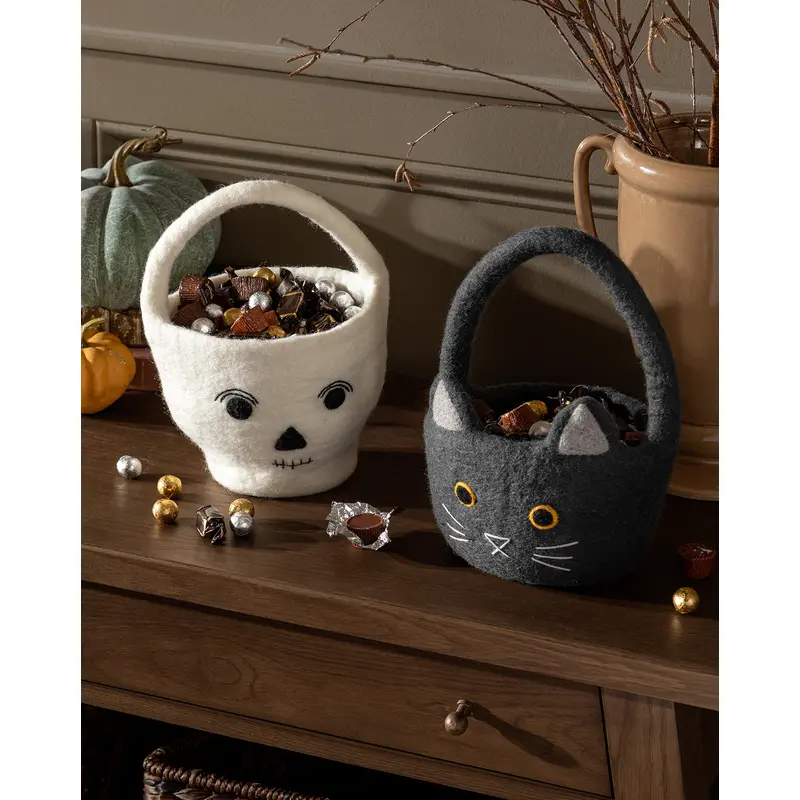 Skeleton Trick or Treat Felt Basket