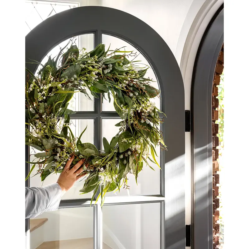 Faux Wild Grass & Eucalyptus Wreath