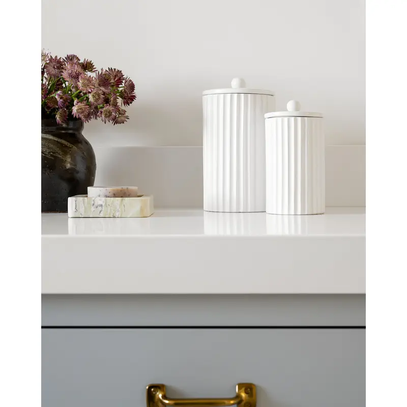 Fluted Lidded Bathroom Canister