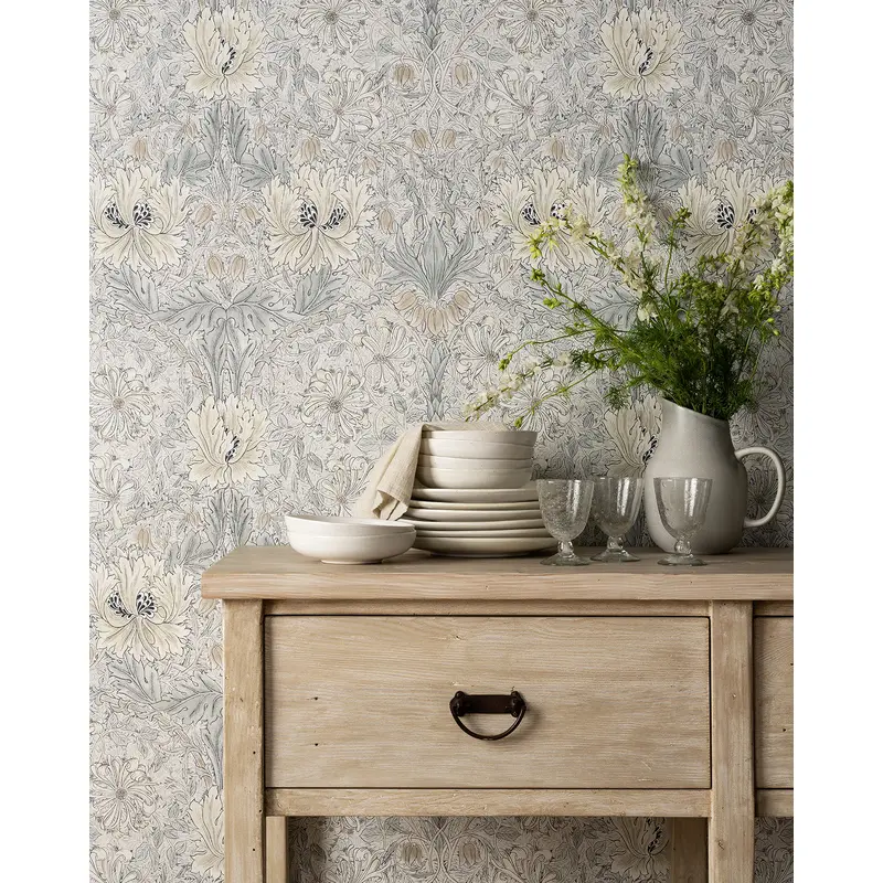 Morris & Co. x McGee & Co. Honeysuckle & Tulip Slate Blue Wallpaper