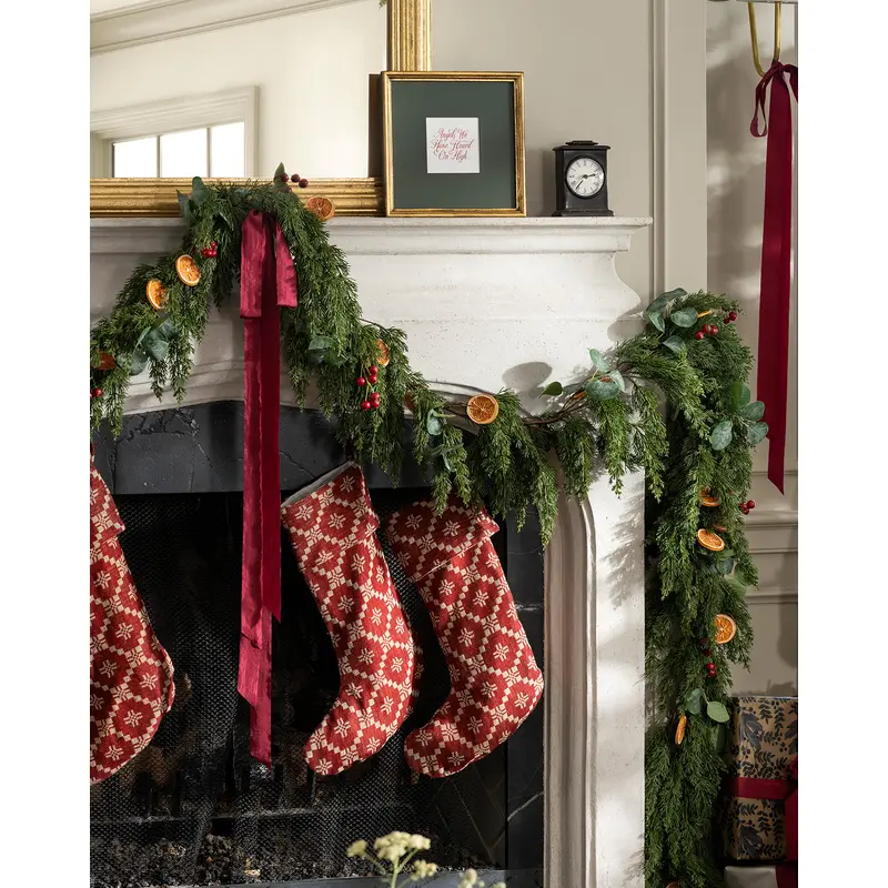 6' Orange & Eucalyptus Faux Garland