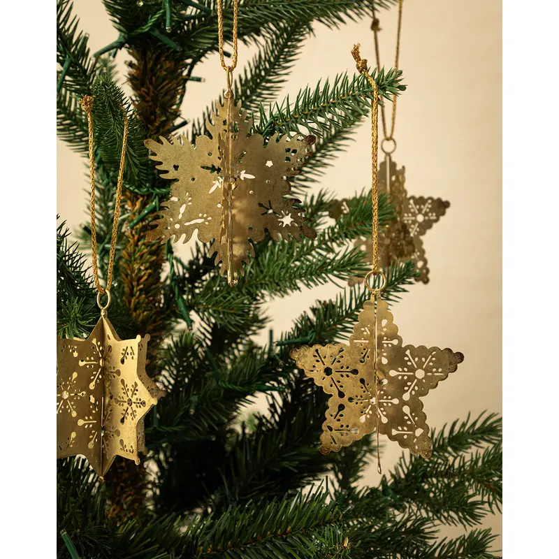 Antique Gold Snowflake Ornaments (Set of 4)