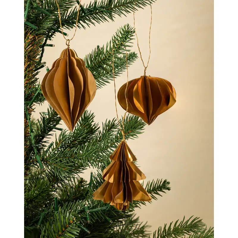 Brass Honeycomb Ornaments (Set of 3)