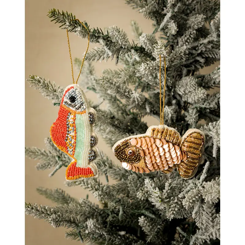 Fabric Sequin Fish Ornaments (Set of 2)