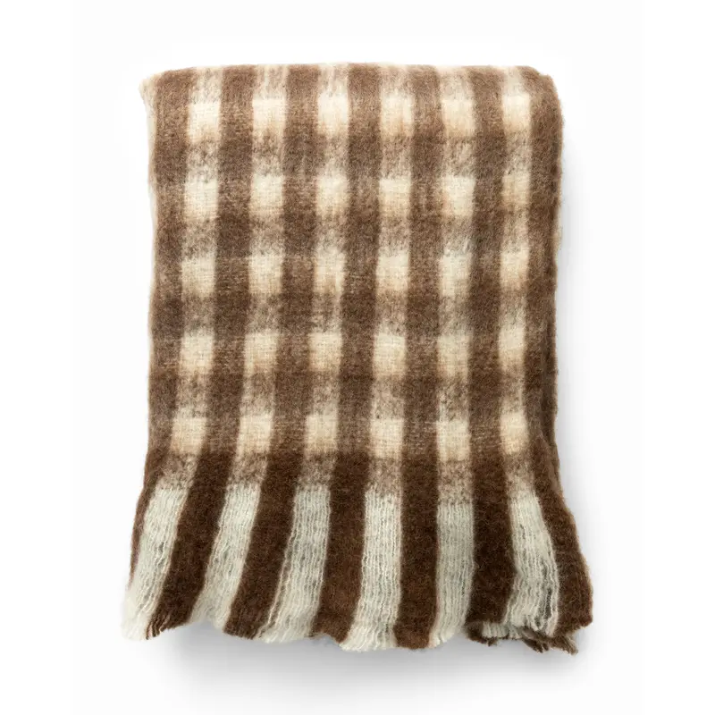 Gingham Wool Blend Throw