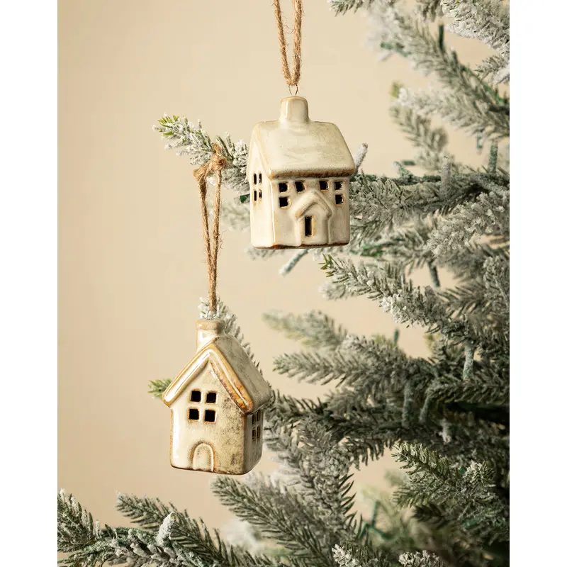 Glazed Porcelain Houses (Set of 2)