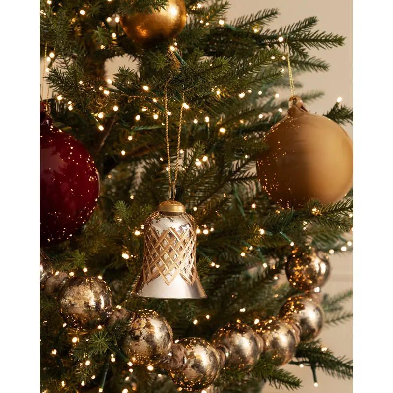 Hand-Painted Mercury Glass Bell Ornament