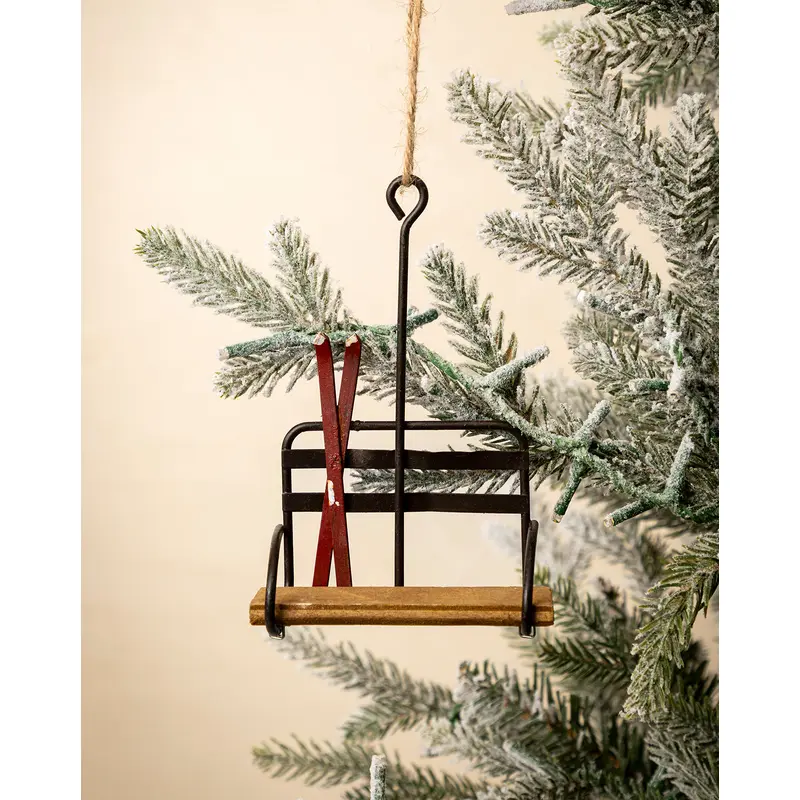 Wood Ski Lift Ornament