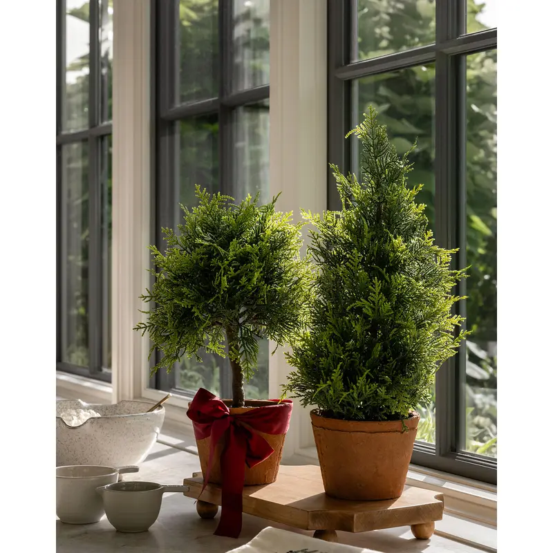 17" Cypress Faux Potted Tree