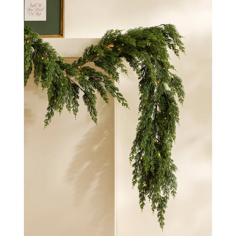 6' Cedar Pre-Lit Faux Garland