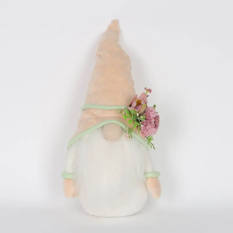 Spring Table Top Gnome with Floral Pink Hat