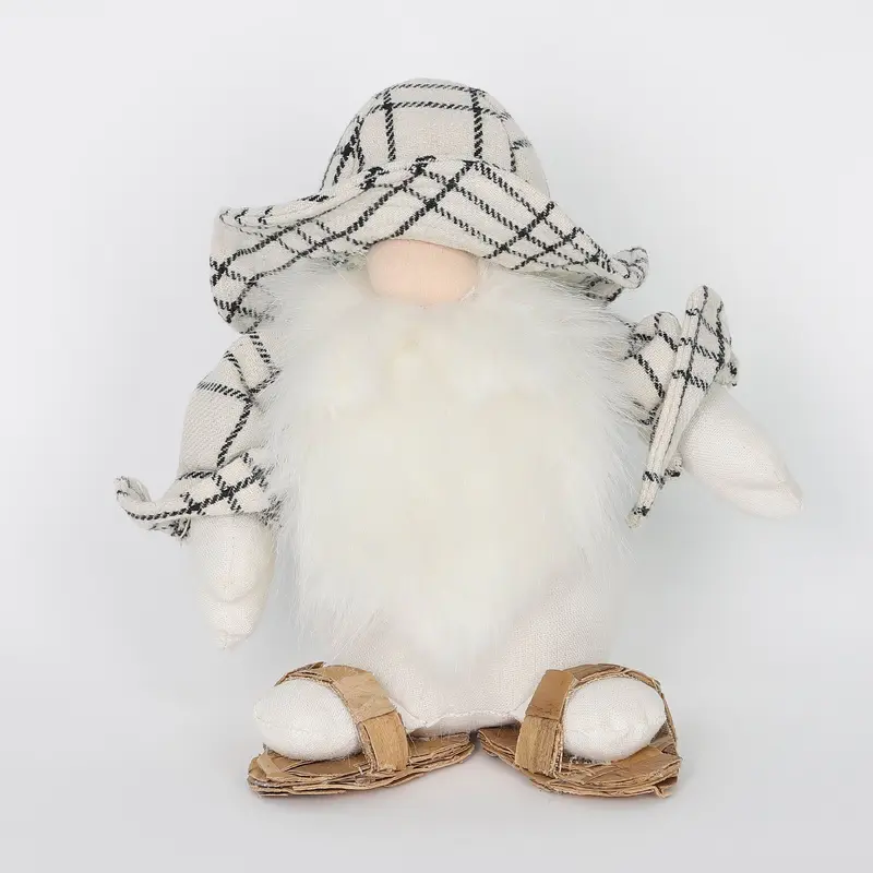 Spring Table Top Gnome with Plaid Hat & Dress