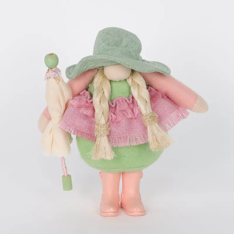 Spring Table Top Gnome with Round Hat