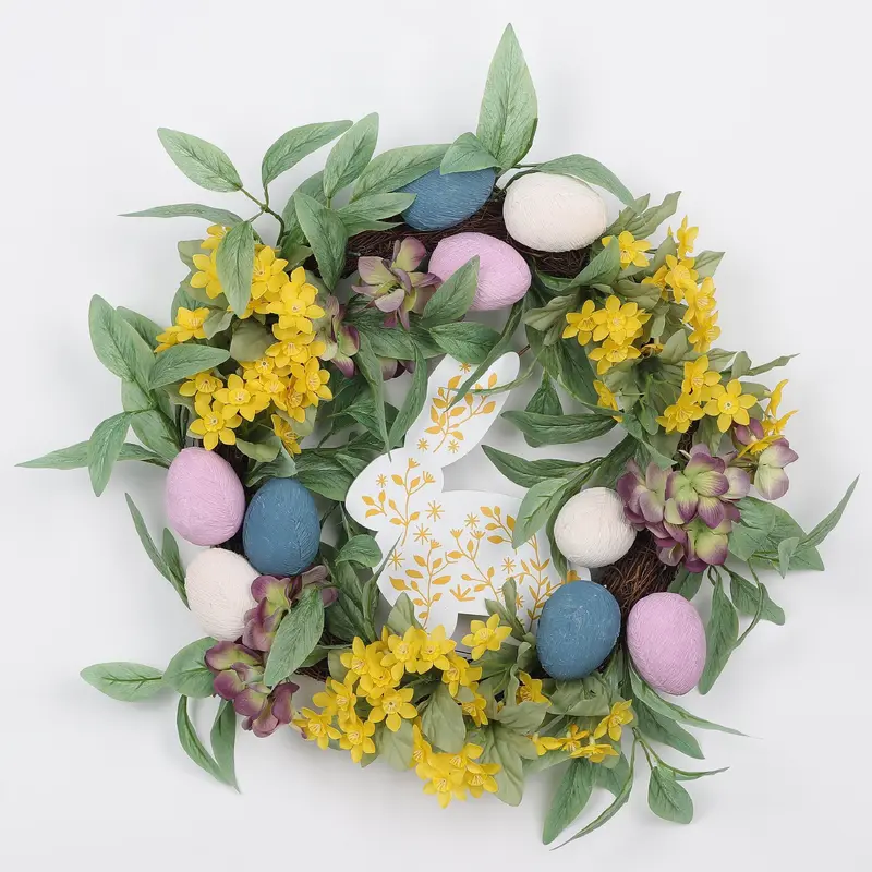 Easter Egg Hanging Wreath with Bunny & Florals