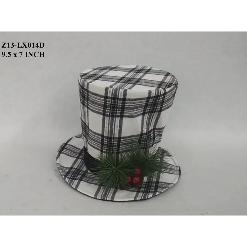 Fabric Black & White Hat with X'mas decor