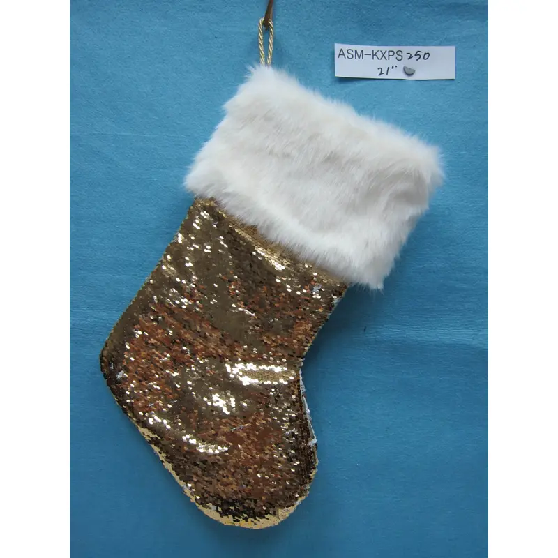 Fabric Shiny Gold Stocking