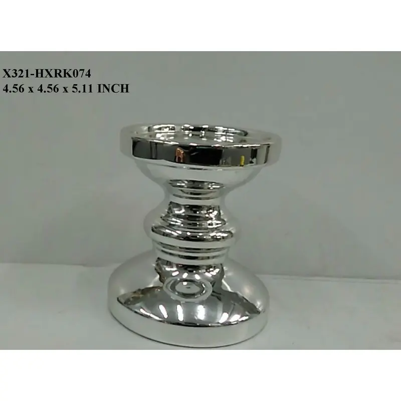 Silver Glass Candle Holder