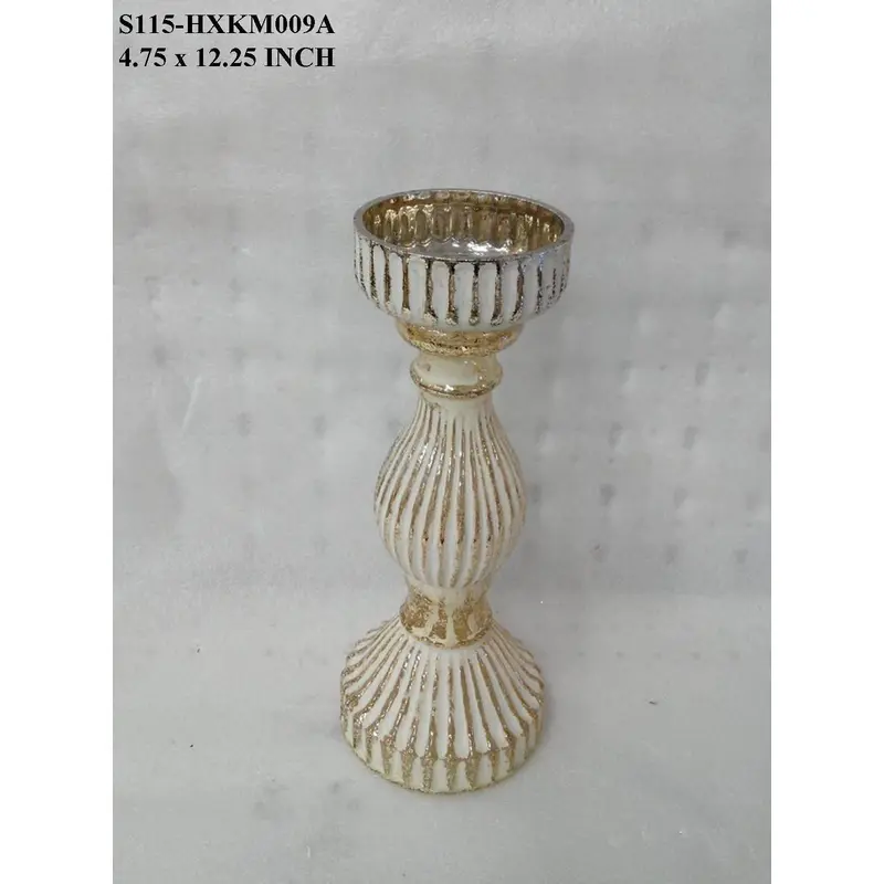 White/Gold Glass Candle Holder