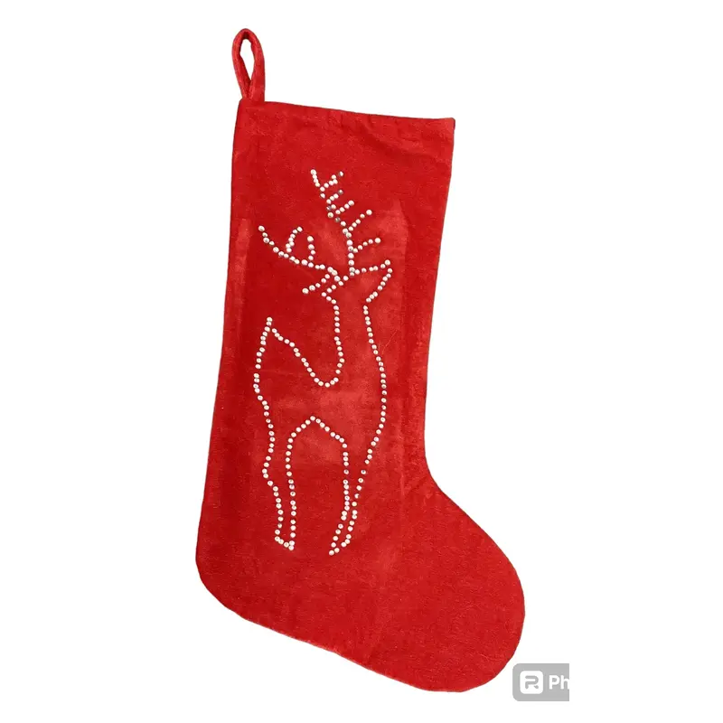 Xmas Stockings Red with Silver Beads