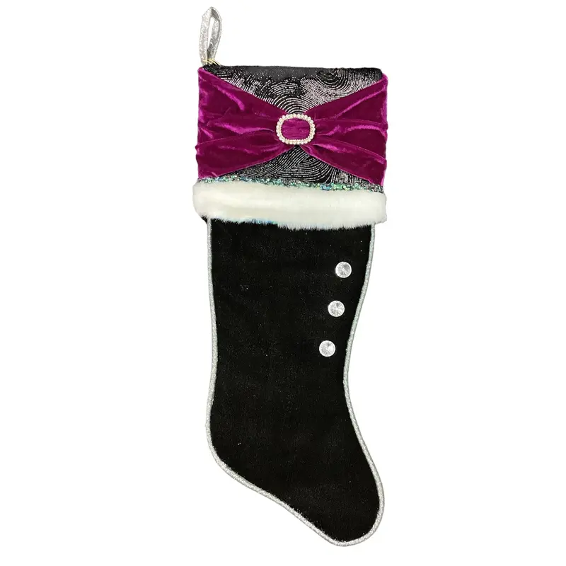 Xmas Stockings Velvet with Bow