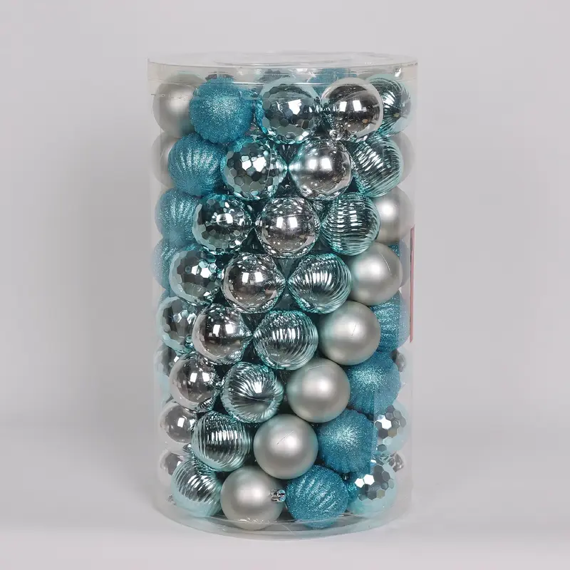 100 Shatterproof Ornaments box set - Ocean Blue and Silver