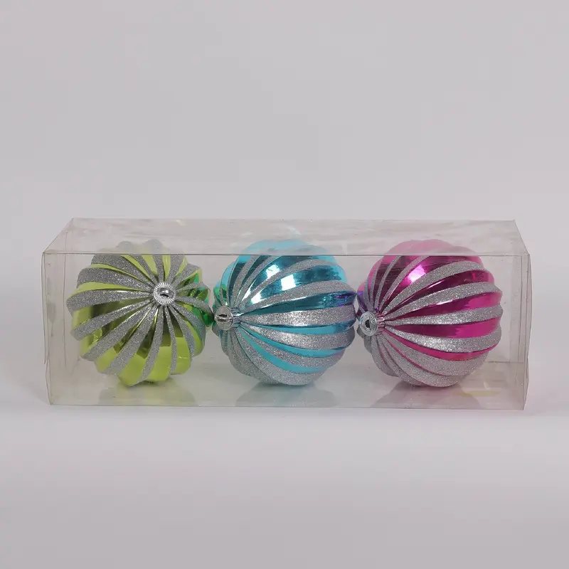 3 Large Shatterproof Ornament Box Set - Yellow, Blue and Red