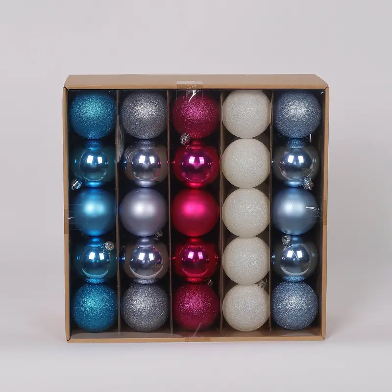 50 Shatterproof Ornaments box set - Ocean Blue, Gray, Pink, White and Light Blue Grey