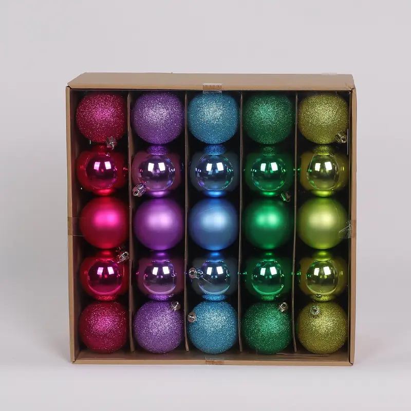 50 Shatterproof Ornaments box set - Red, Purple, Blue, Green and Olive Green