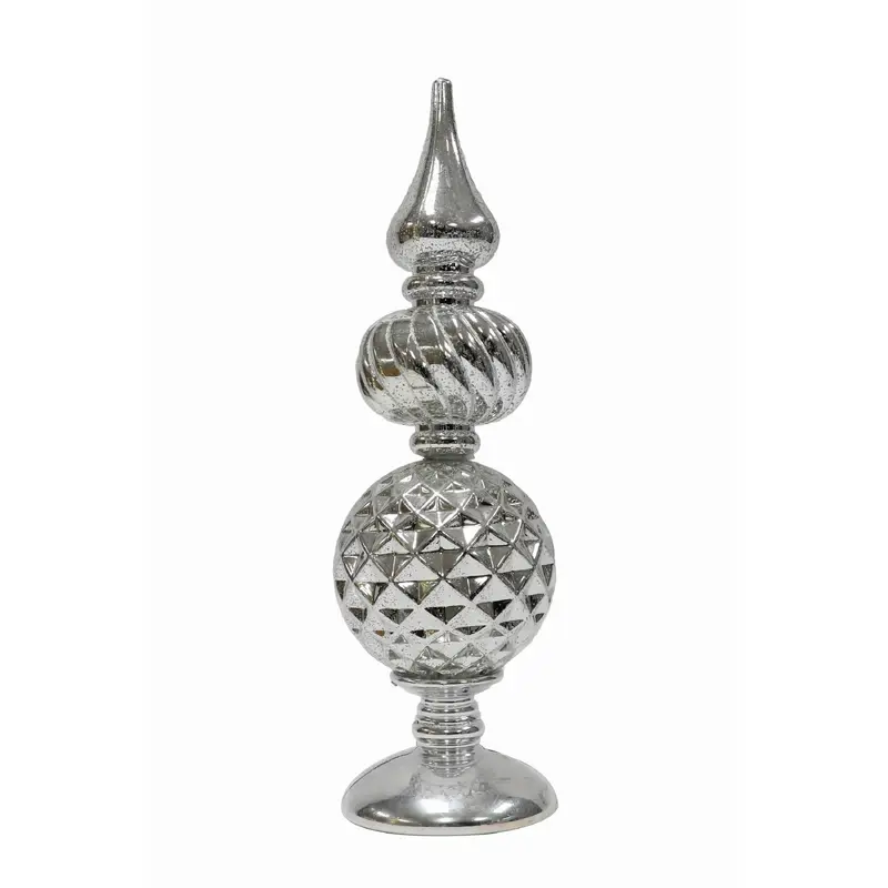 Silver lighted translucent tower decor piece