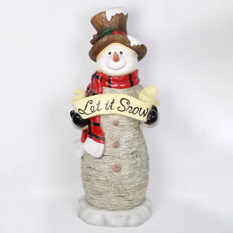 Snowman holding "let it snow" sign