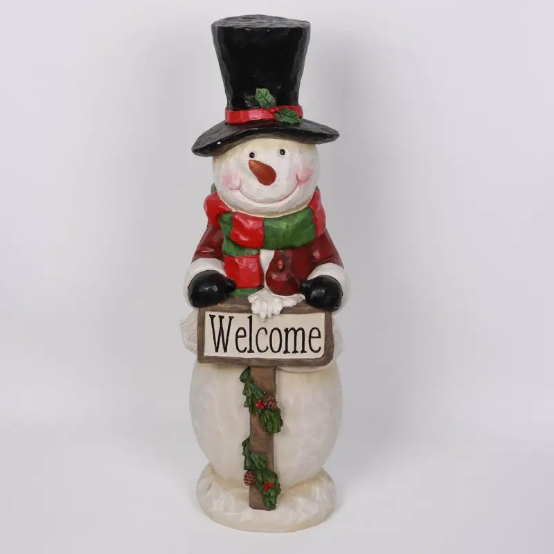 Snowman with welcome sign