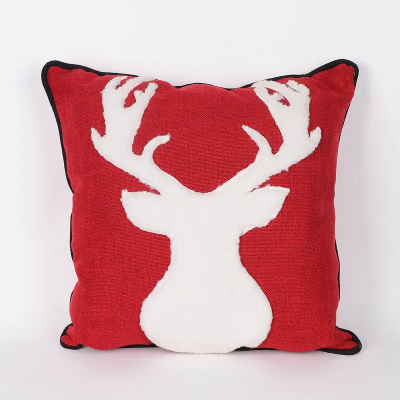 Square pillow with 2 sided deer pattern