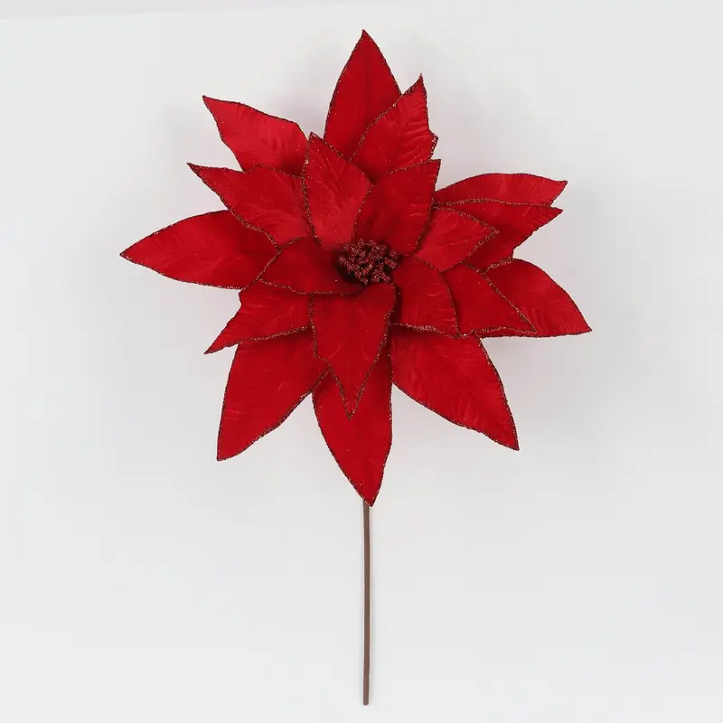 Bright red poinsettia pick