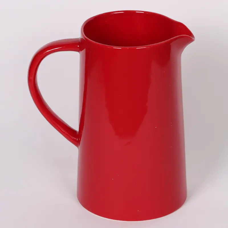 Ceramic shiny red jug with 3D touch prints