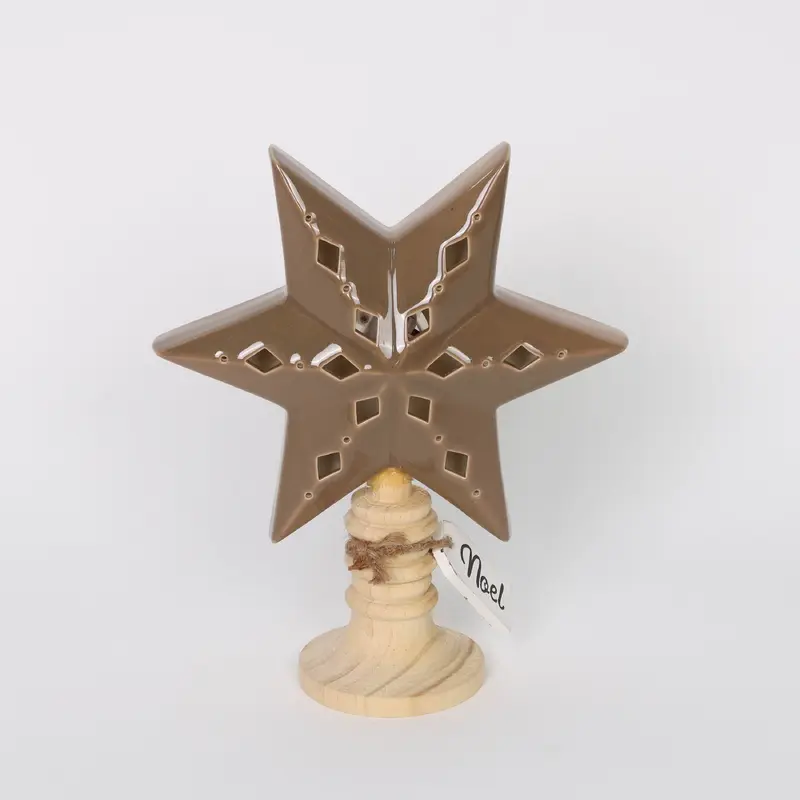 Ceramic star with wood stand