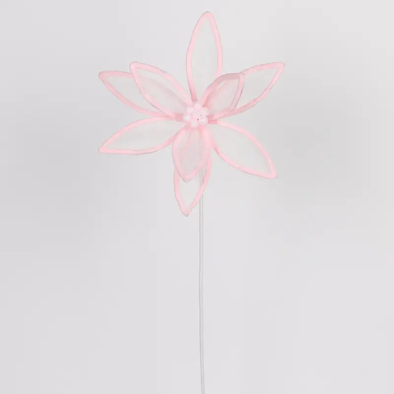 Pink translucent poinsettia pick