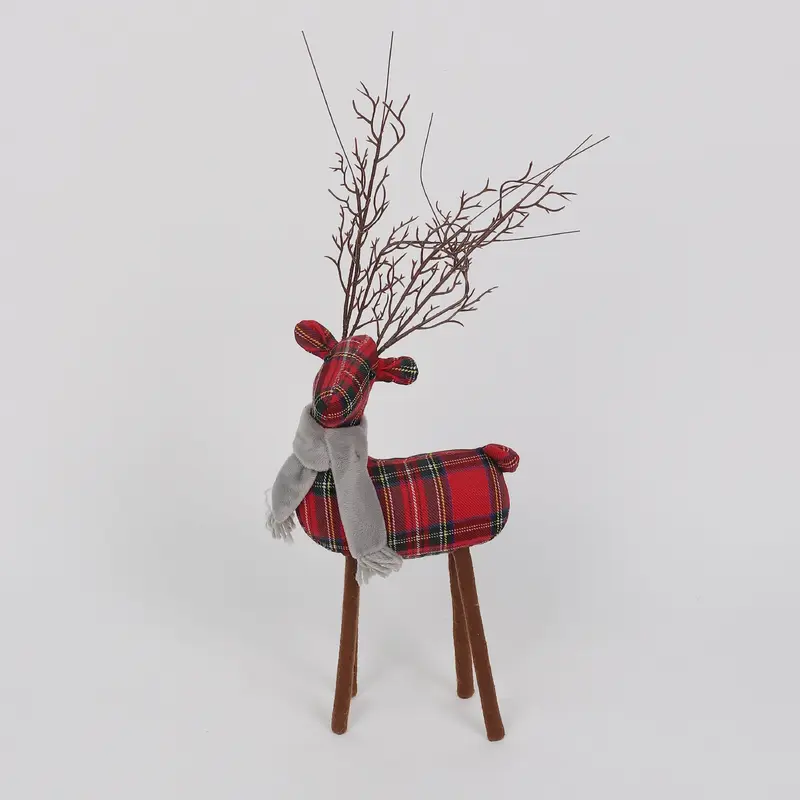 Plaid deer with grey scarf