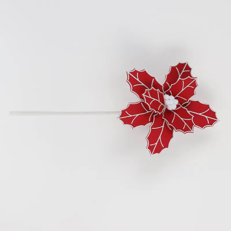 Red and white poinsettia pick
