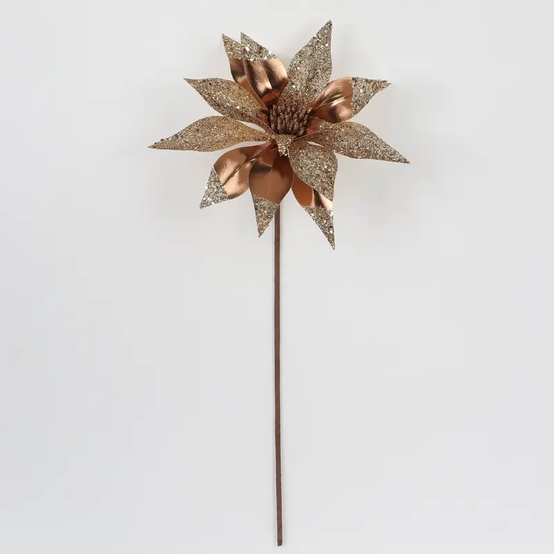 Shiny brown poinsettia pick