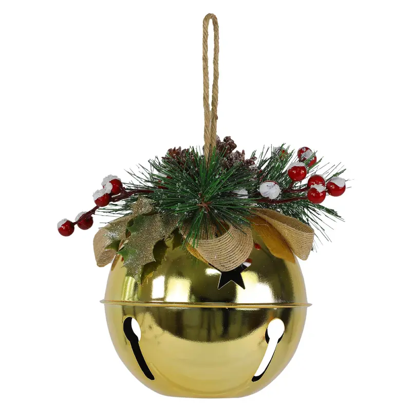 Shiny golden jingle bell ornament