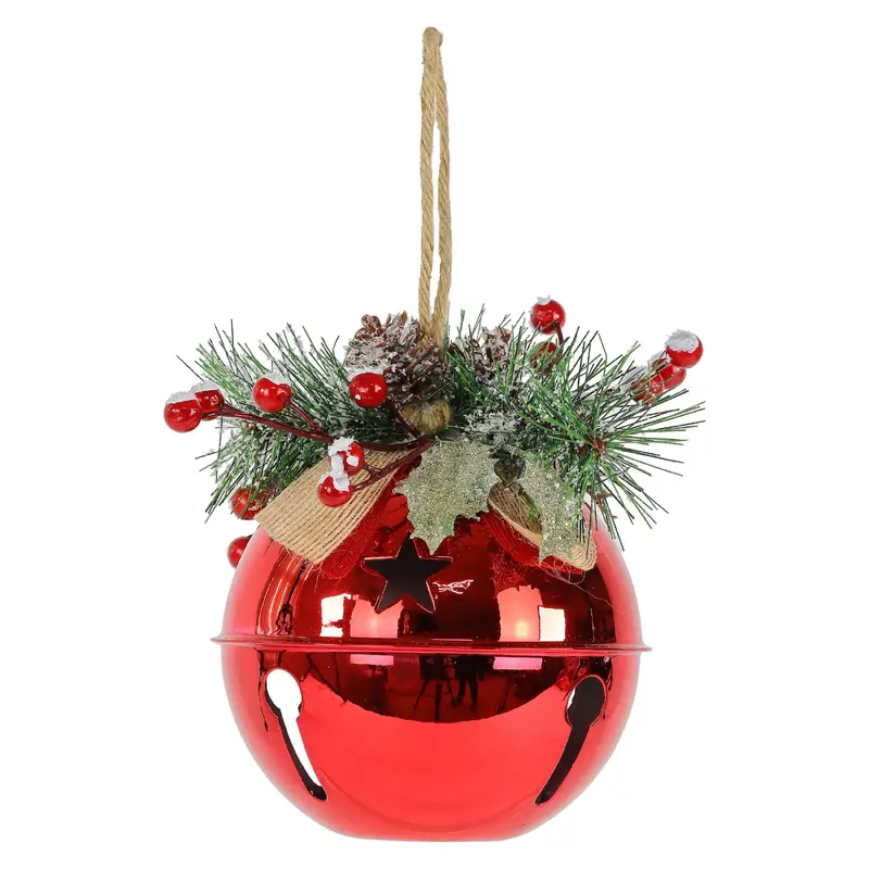 Shiny red jingle bell ornament