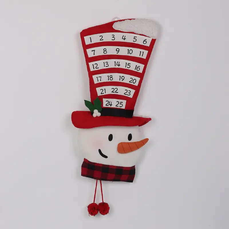 Snowman calendar with a red hat
